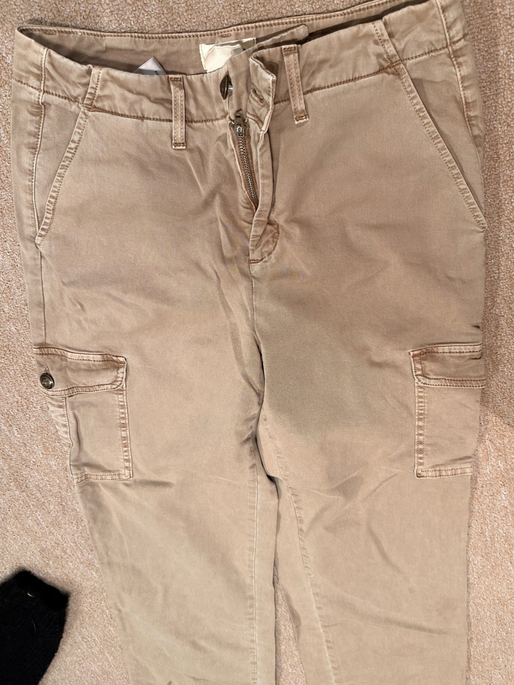 L'AGENCE Tan Cotton Cargo Pants with Utility Pockets